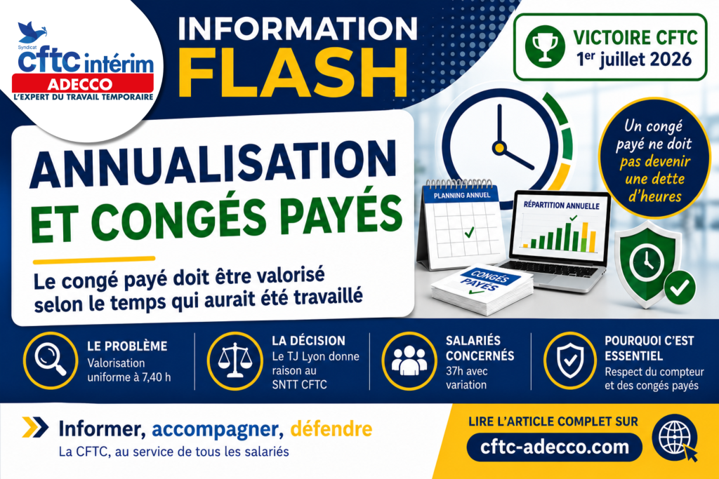 Annualisation chez Adecco : victoire CFTC sur les congés payés