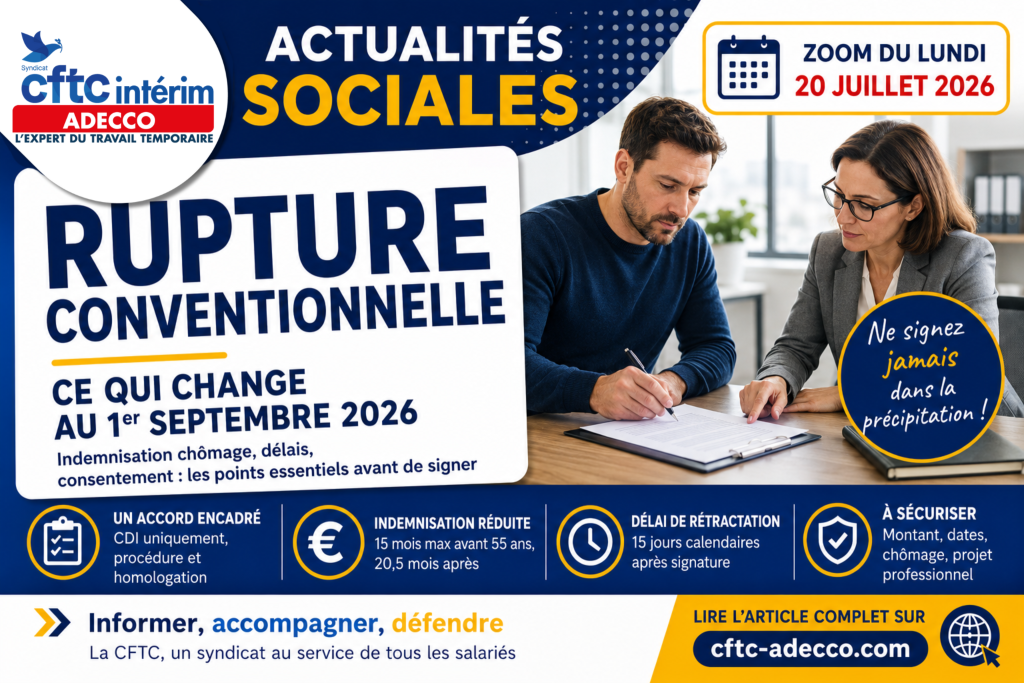 Rupture conventionnelle : ce qui change au 1er septembre 2026