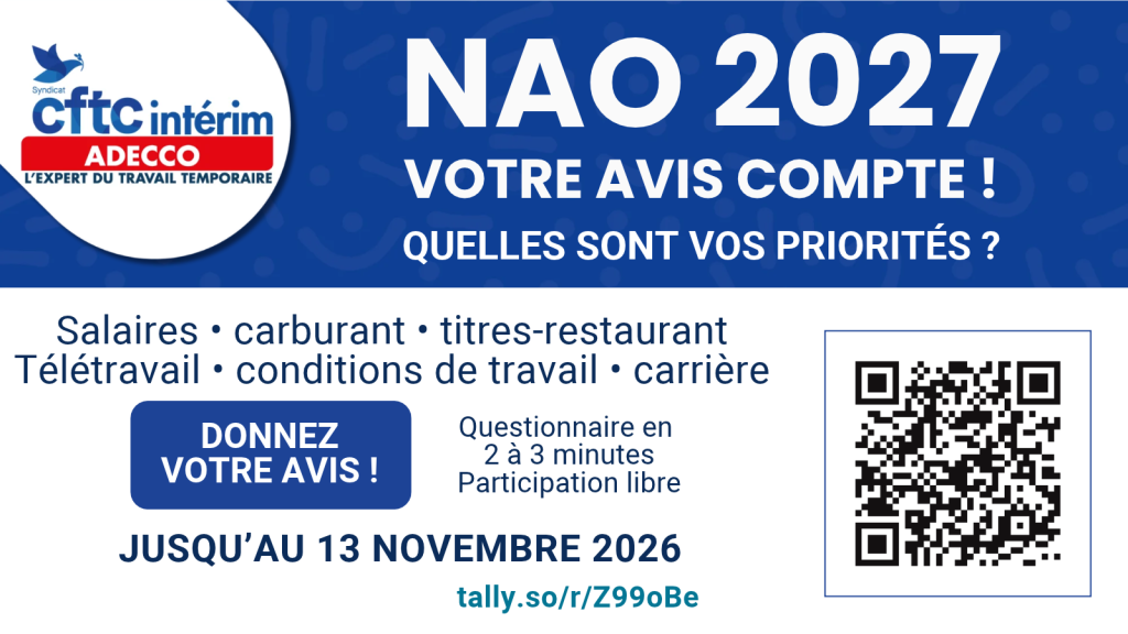 NAO 2027 Adecco : donnez votre avis dans le sondage CFTC